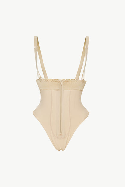 Full Size Adjustable Strap Zip-Up Shaping Bodysuit Fitggins