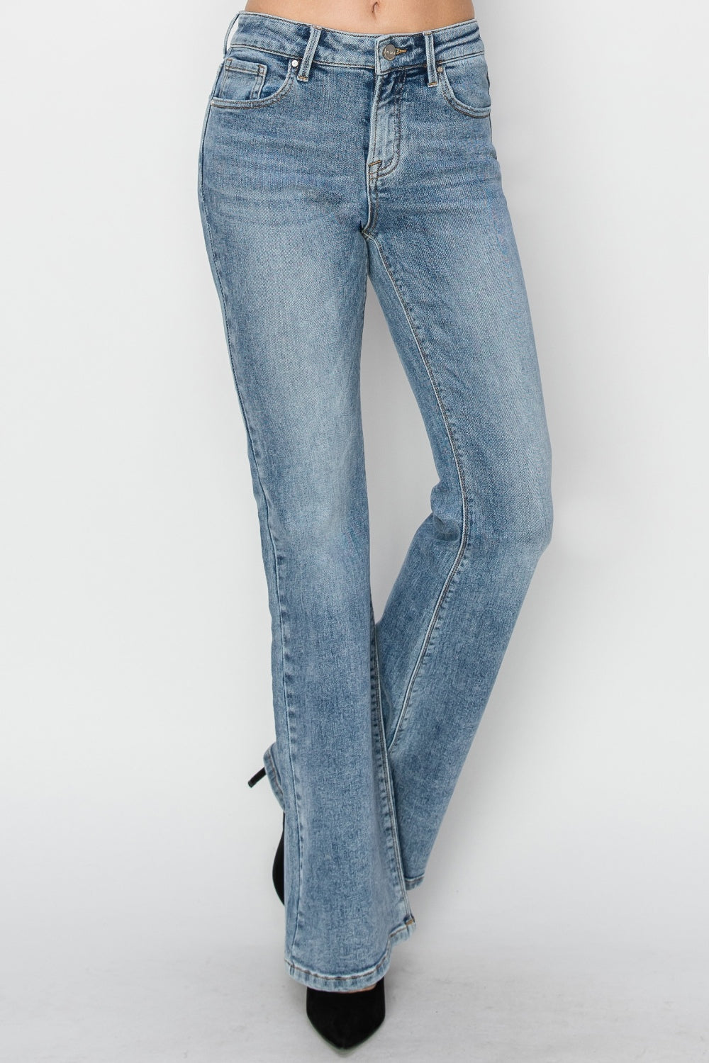 RISEN Full Size Mid Rise Bootcut Jeans - Jeans - FITGGINS