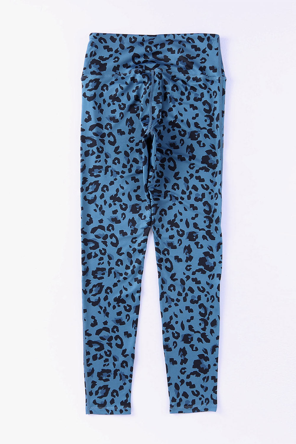Leopard Print Wide Waistband Leggings Sky Blue Fitggins