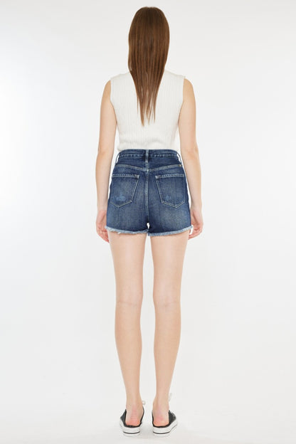 Kancan Raw Hem Button Fly Denim Shorts - Denim Shorts - FITGGINS