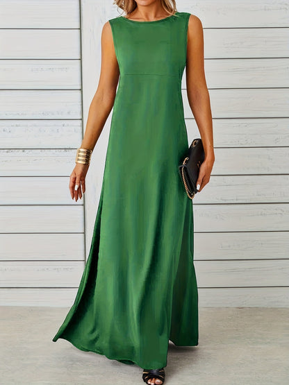 Sleeveless Flowy Maxi Dress Green Fitggins