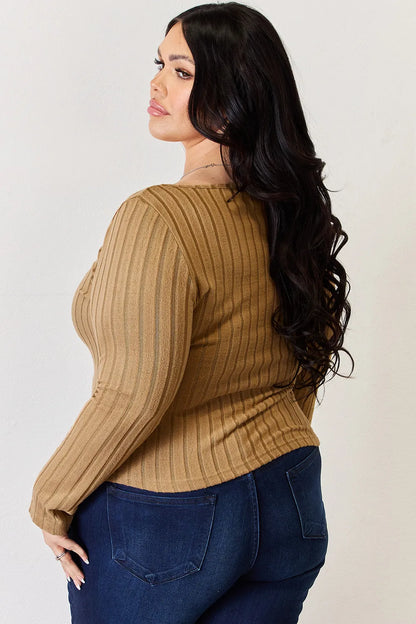 Basic Bae Full Size Ribbed Long Sleeve T-Shirt Fitggins