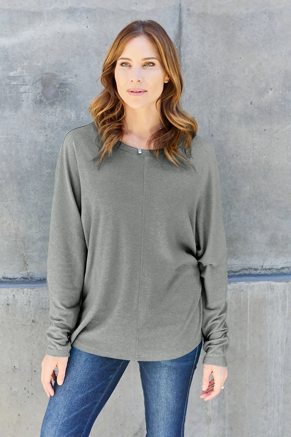 Double Take Full Size Round Neck Long Sleeve T-Shirt Fitggins