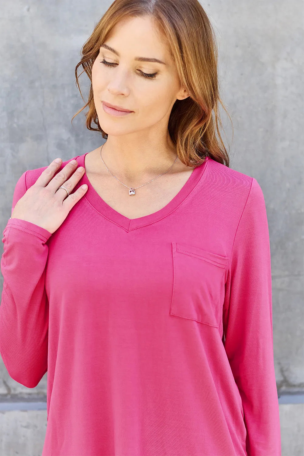 Basic Bae Full Size V-Neck Long Sleeve Top Fitggins