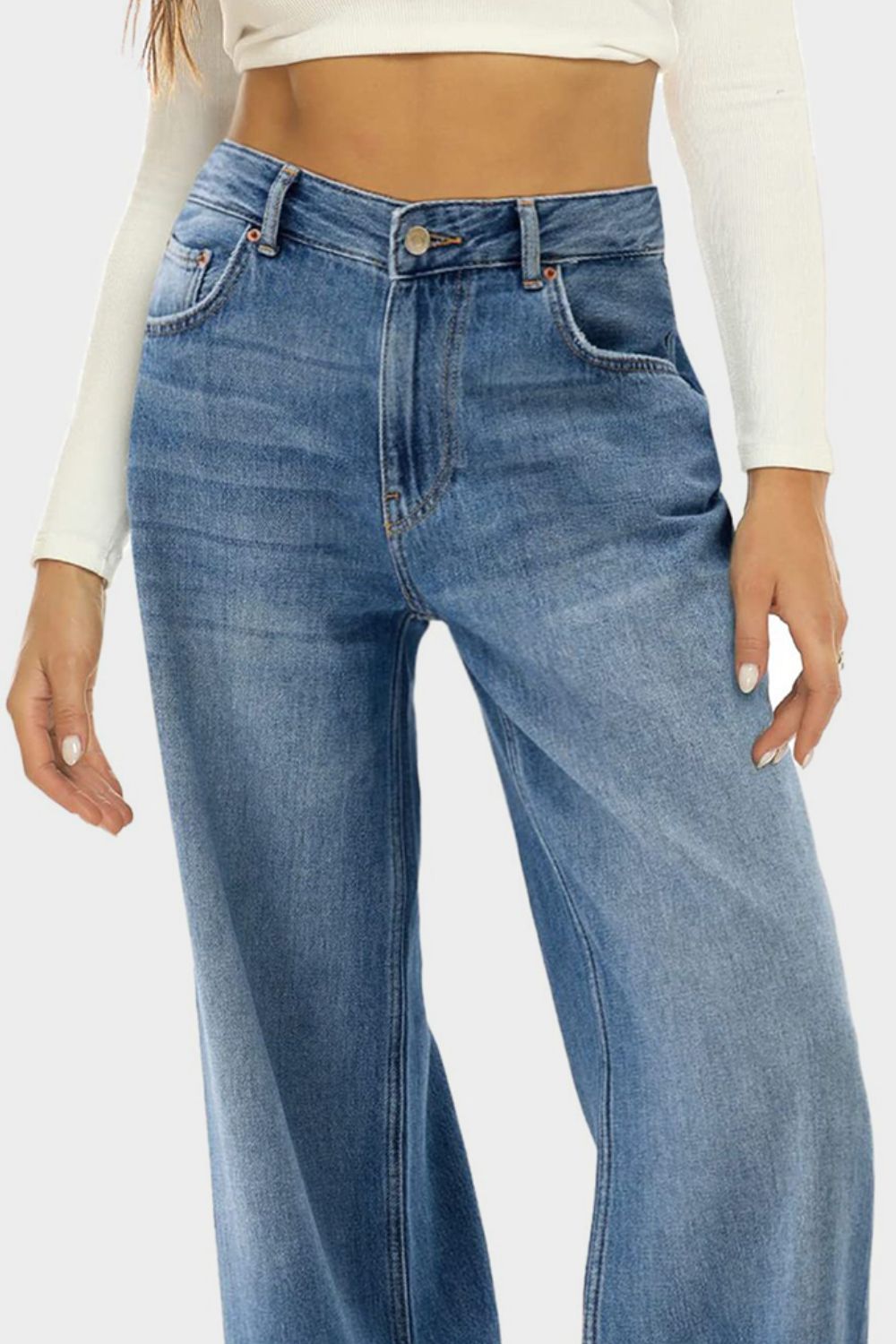 High Waist Wide Leg Jeans - Jeans - FITGGINS