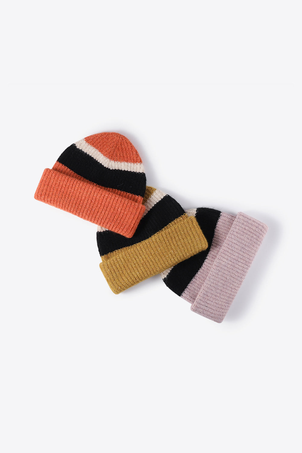 Tricolor Cuffed Knit Beanie - Hats - FITGGINS