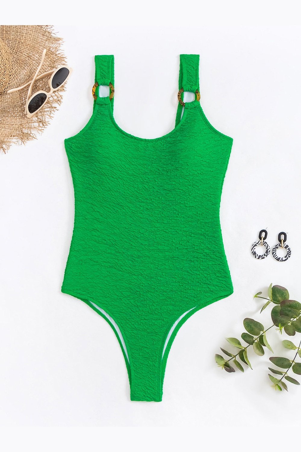 Scoop Neck Wide Strap One-Piece Swimwear - Swimwear One-Pieces - FITGGINS