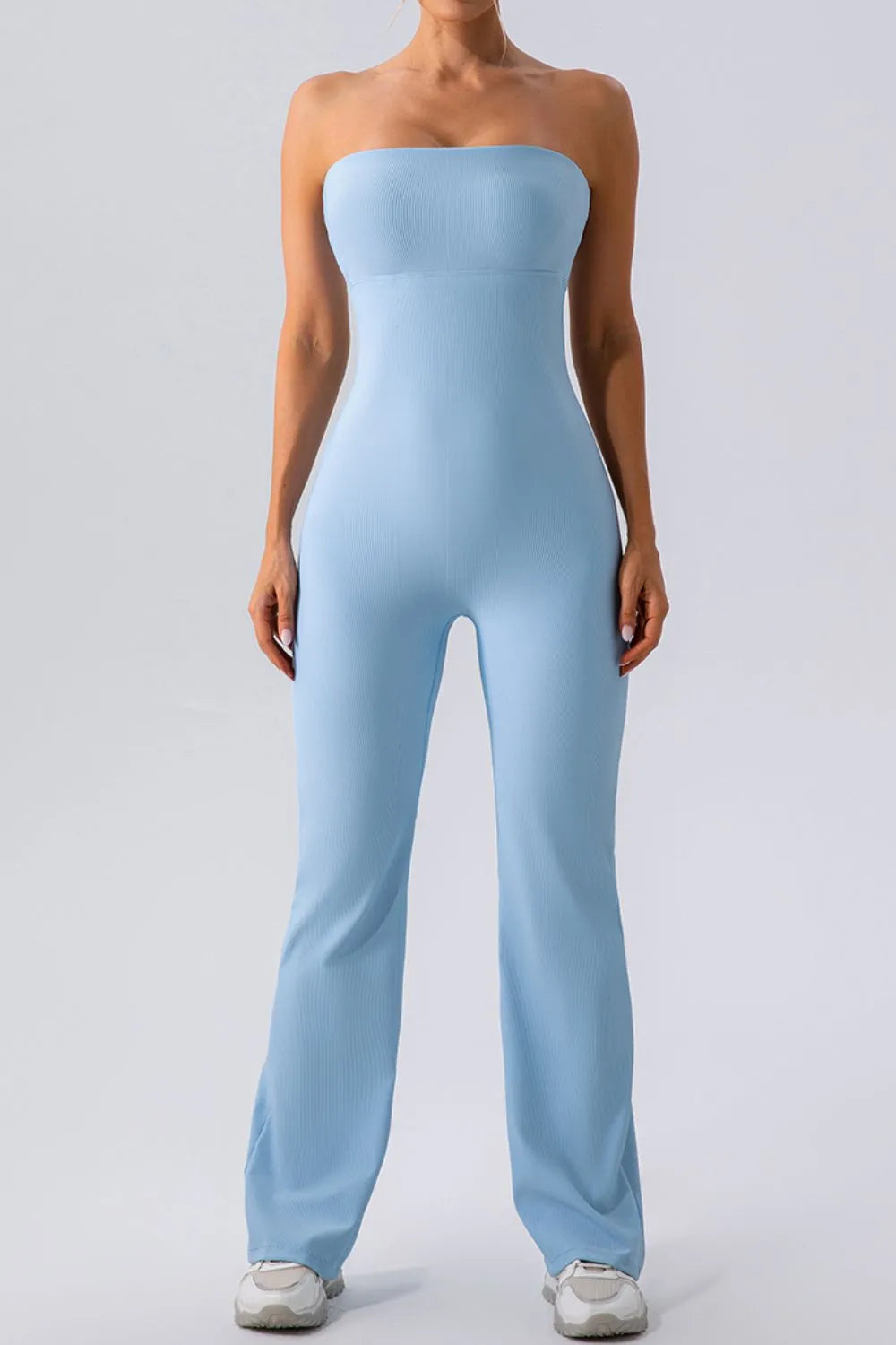Sleeveless Straight Active Jumpsuit Light Blue Fitggins