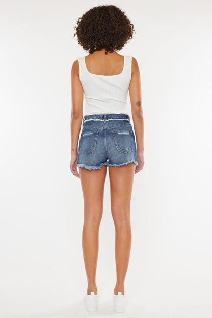 Kancan Distressed Button Fly Denim Shorts - Denim Shorts - FITGGINS