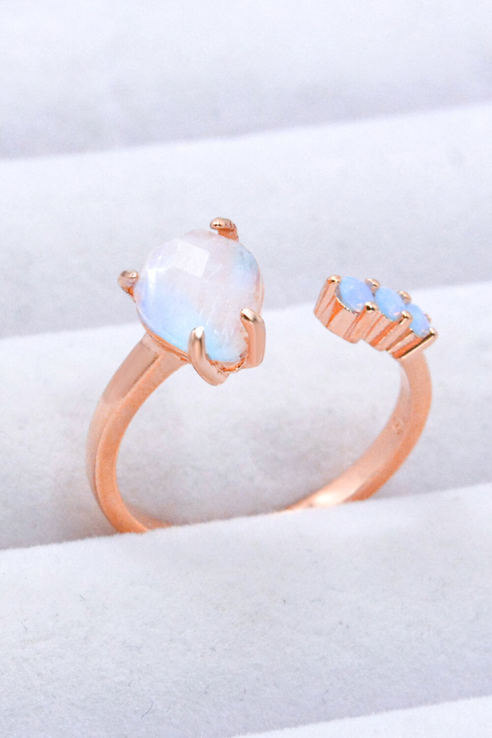 18K Rose Gold-Plated Moonstone Open Ring - Rings - FITGGINS