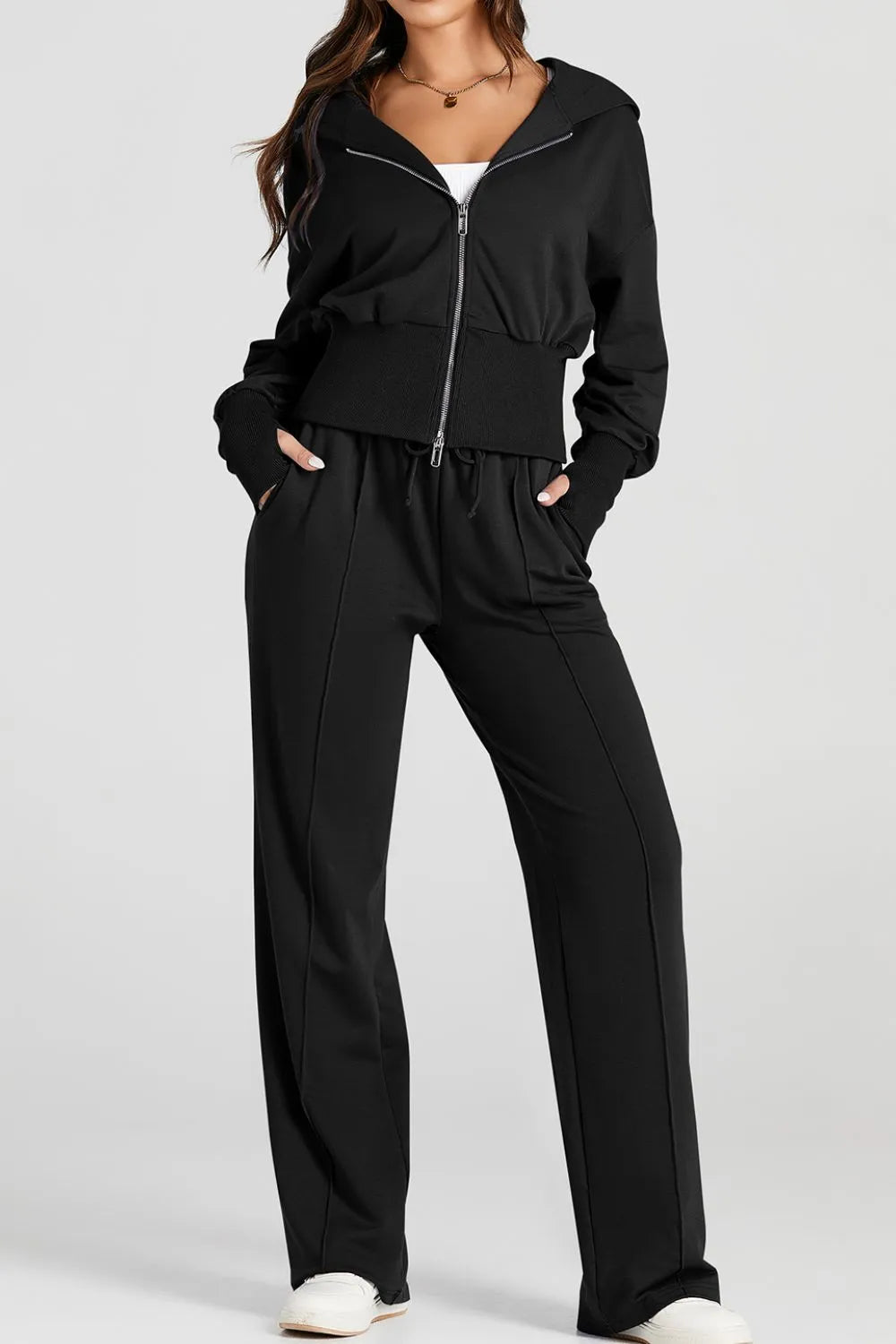Zip-Up Hoodie and Pants Active Set Fitggins