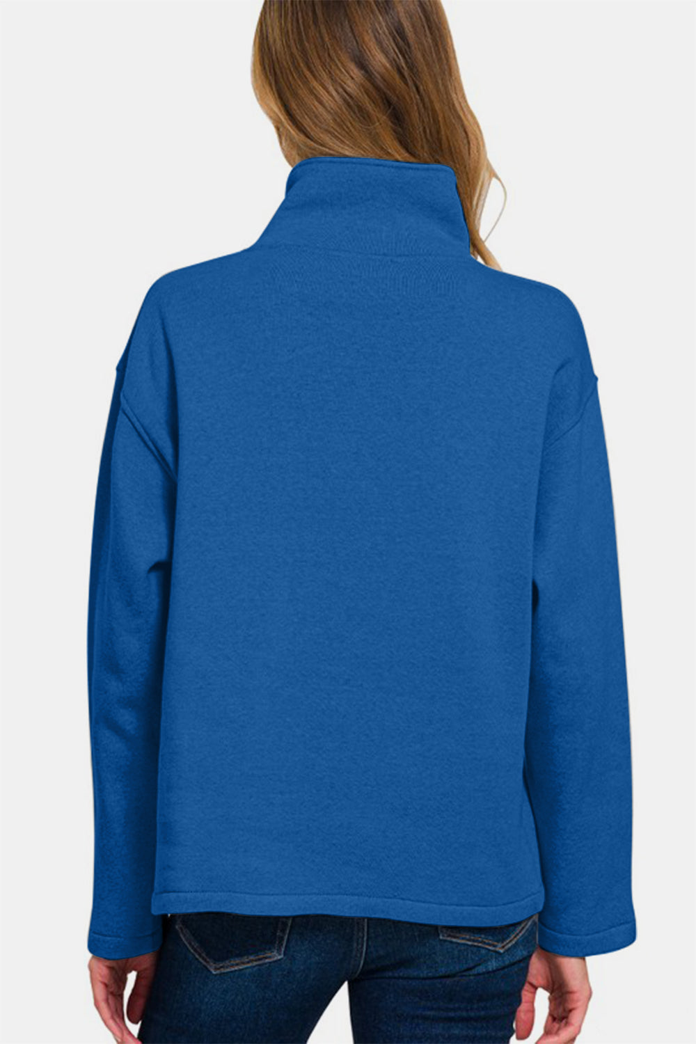 Zenana Turtleneck Half Snap Fleece Sweatshirt - Sweatshirts & Hoodies - FITGGINS