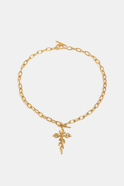 18K Gold-Plated Stainless Steel Cross Necklace - Necklaces - FITGGINS