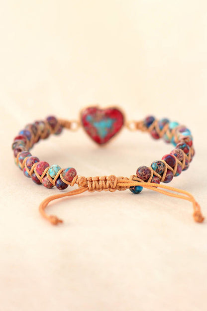 Handmade Heart Shape Natural Stone Bracelet - Bracelets - FITGGINS