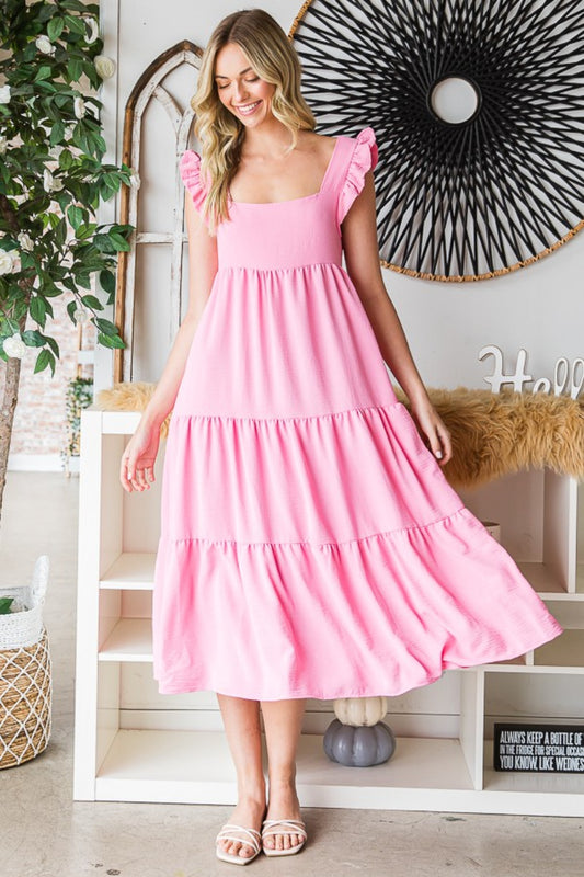 Reborn J Ruffled Sleeveless Tiered Midi Dress - Casual & Maxi Dresses - FITGGINS