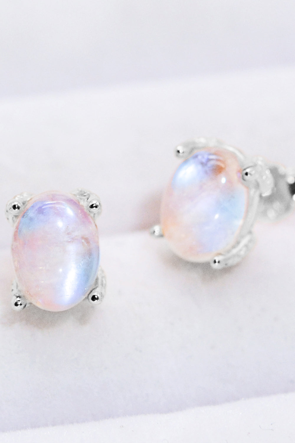 Natural Moonstone 4-Prong Stud Earrings - Earrings - FITGGINS