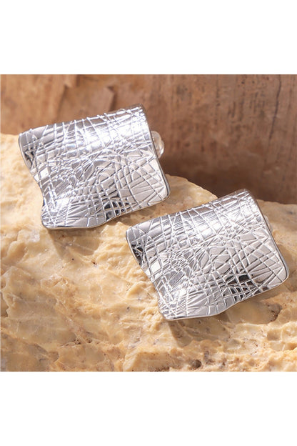 Textured Titanium Steel Stud Earrings - Earrings - FITGGINS