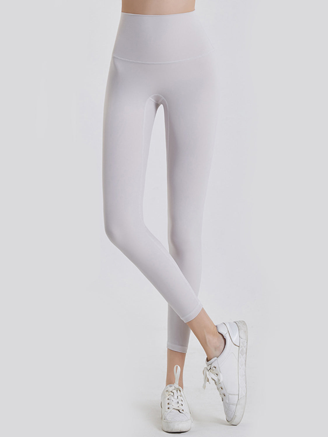 Wide Waistband Sports Leggings White Fitggins