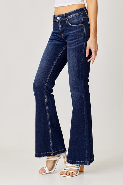 RISEN Full Size Low Rise Flare Jeans - Jeans - FITGGINS