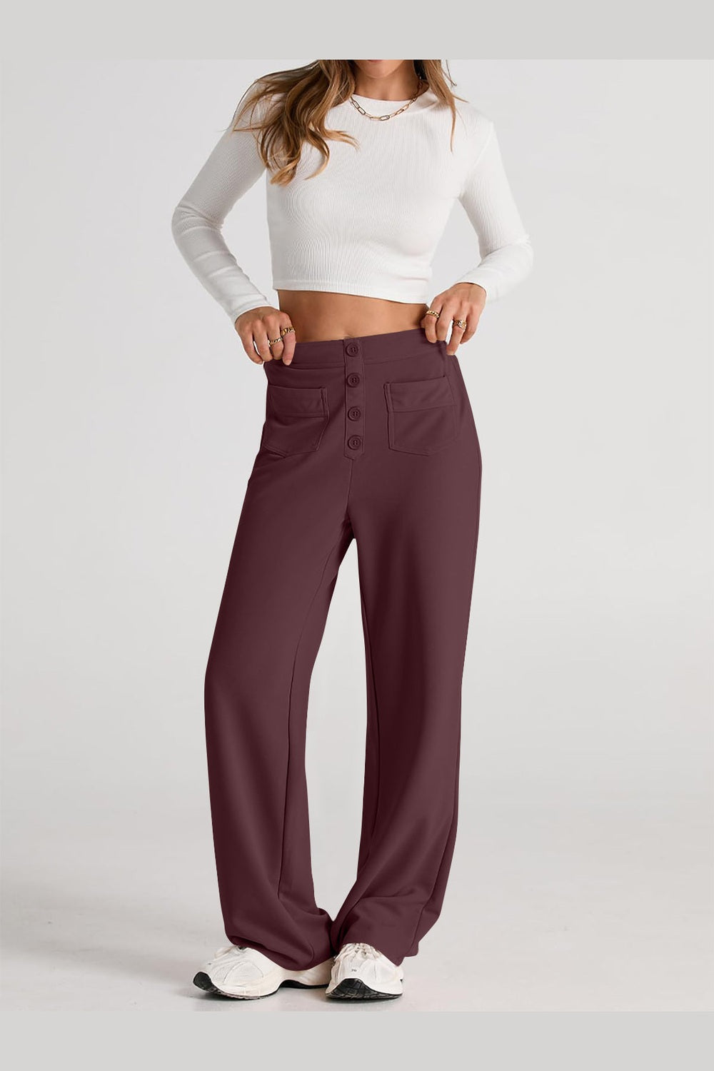 High Waist Wide Leg Pants - Pants - FITGGINS