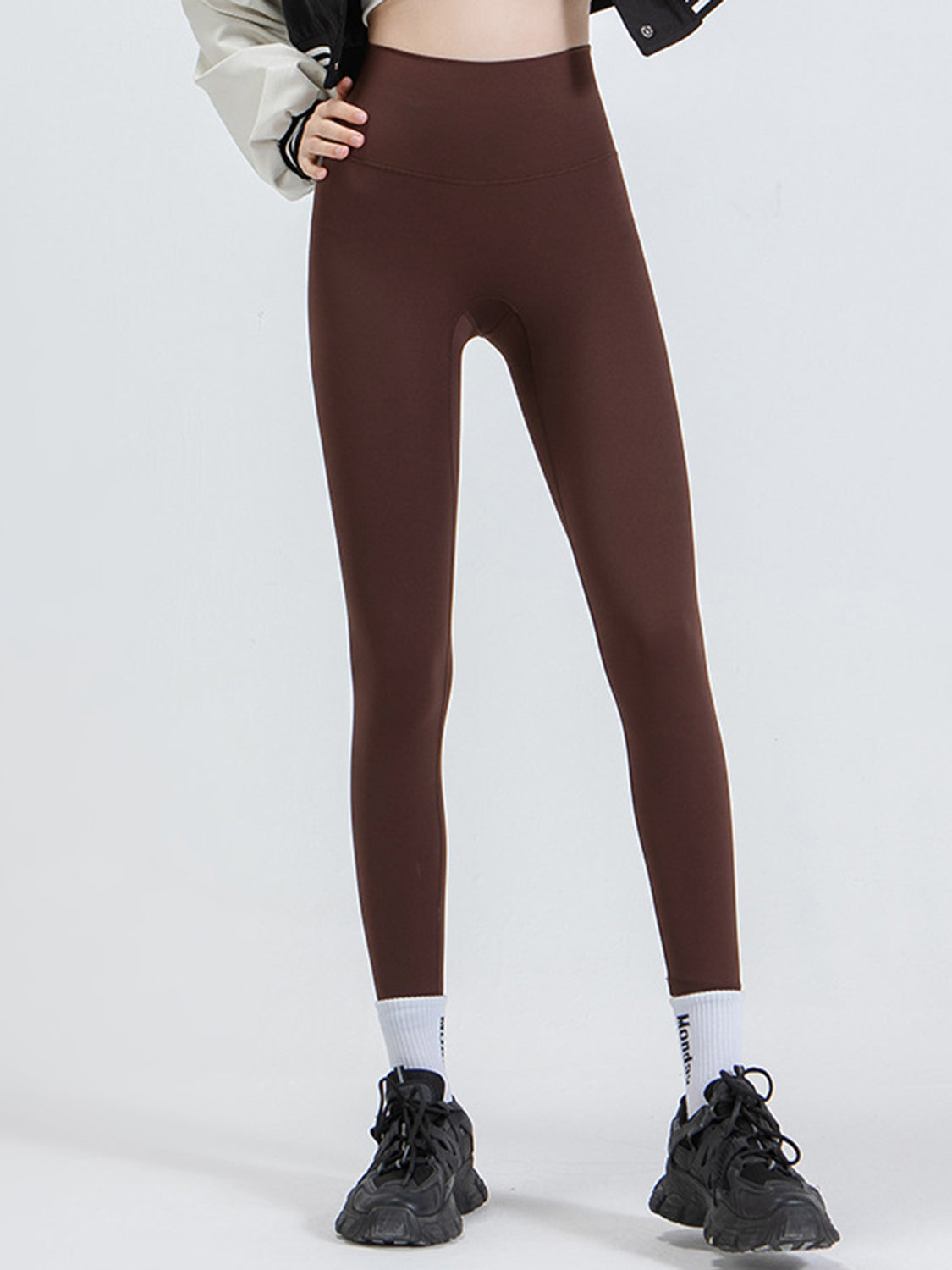 Wide Waistband Sports Leggings Chocolate Fitggins