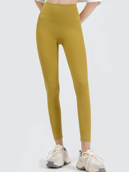 Wide Waistband Sports Leggings Banana Yellow Fitggins