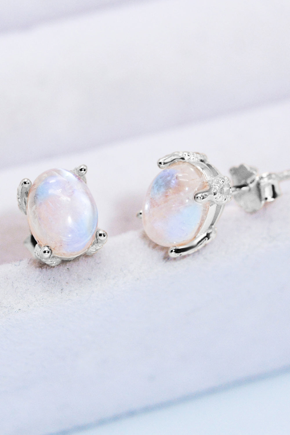 Natural Moonstone 4-Prong Stud Earrings - Earrings - FITGGINS