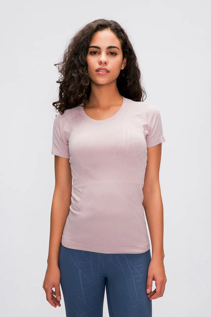 Millennia Round Neck Short Sleeve Active T-Shirt Dusty Pink Fitggins