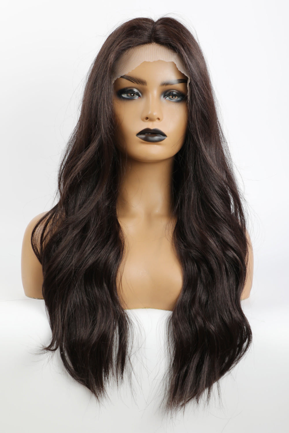 13*2" Lace Front Wigs Synthetic Long Wave 26" Heat Safe 150% Density in Brown - Hair - FITGGINS