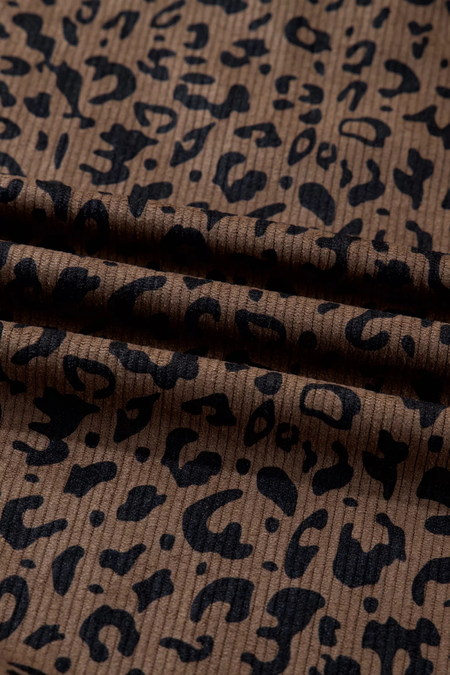 Leopard Print Quarter Zip Corduroy Sweatshirt Fitggins