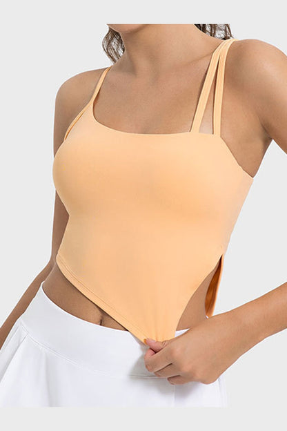 Millennia Slit Asymmetrical Neck Active Cami - Crop Tops & Tank Tops - FITGGINS