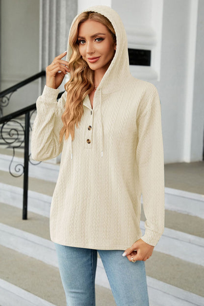 Cable-Knit Long Sleeve Hoodie Fitggins