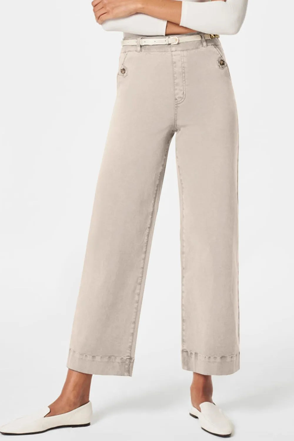 High Waist Jeans with Pockets Tan Fitggins