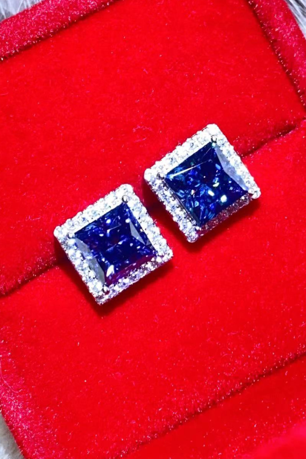 925 Sterling Silver 4 Carat Moissanite Square Earrings - Earrings - FITGGINS