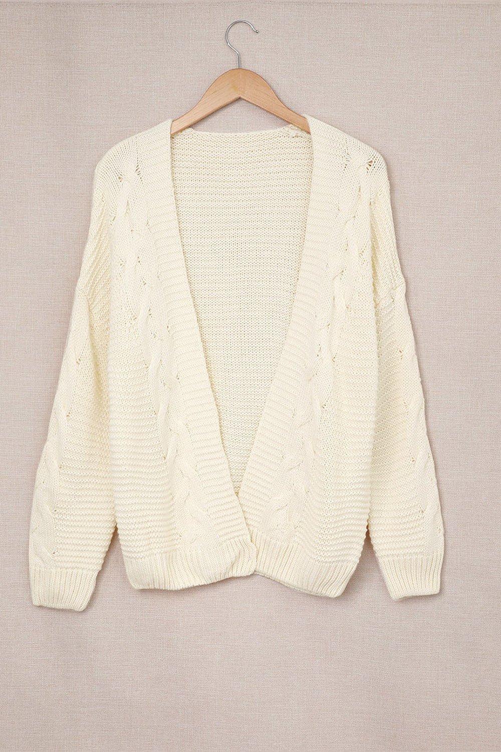 Cable-Knit Open Front Cardigan - Cardigans - FITGGINS