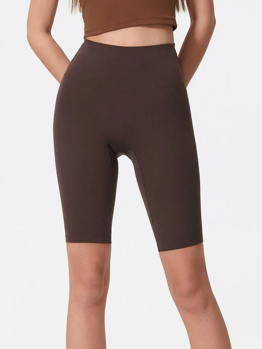 Millennia High Rise Wide Waistband Active Shorts Dark Brown Fitggins