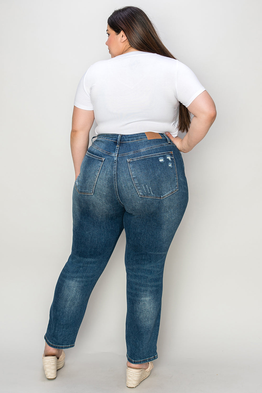 Judy Blue Full Size Tummy Control High Waist Slim Jeans - Jeans - FITGGINS