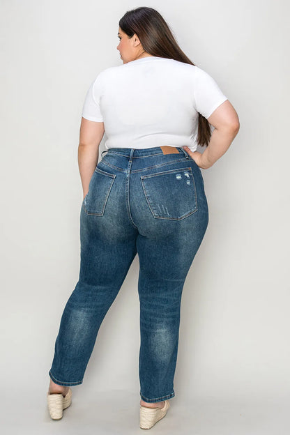 Judy Blue Full Size Tummy Control High Waist Slim Jeans Fitggins