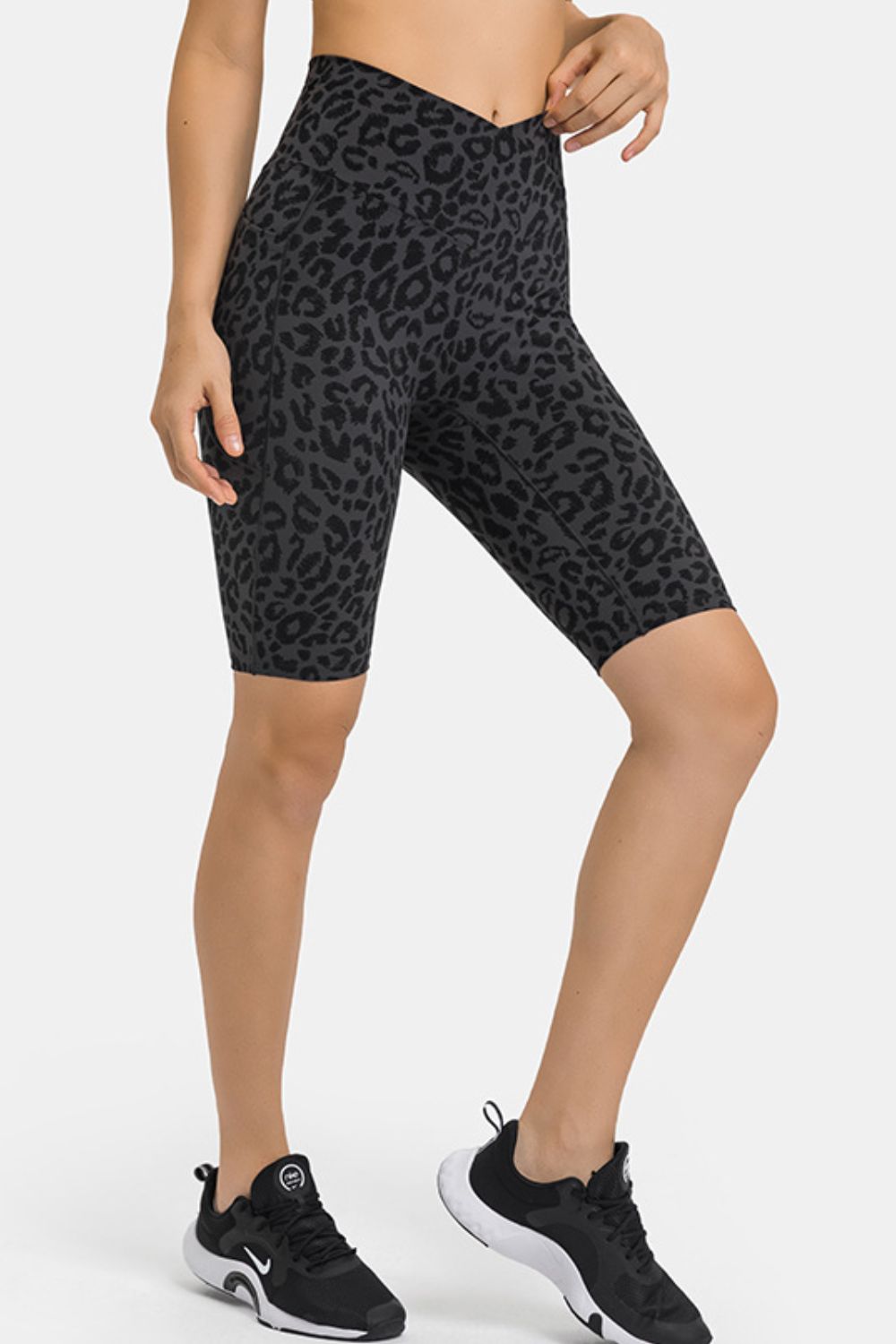 Millennia High Waist Biker Shorts with Pockets Leopard Fitggins