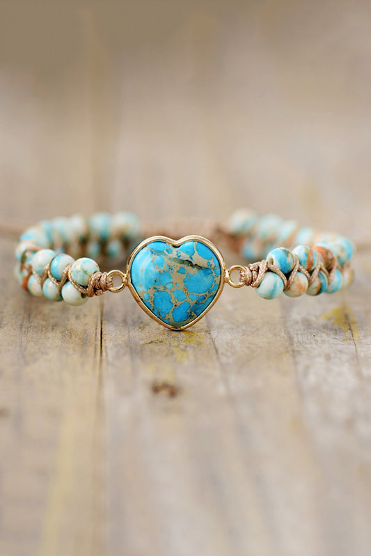 Handmade Heart Shape Natural Stone Bracelet - Bracelets - FITGGINS