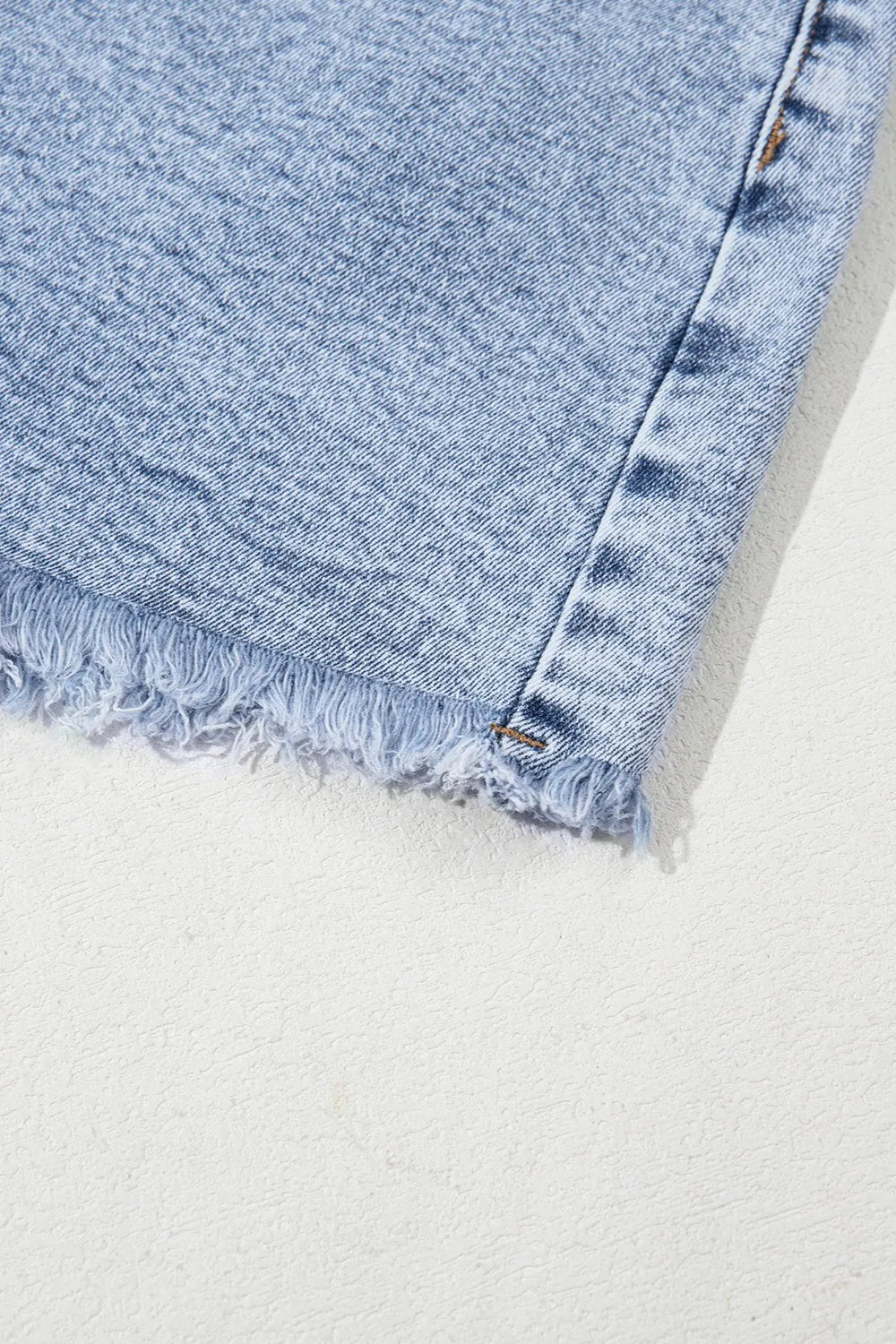 Rhinestone Light Wash Raw Hem High Waist Denim Shorts Fitggins