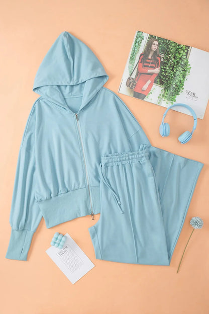 Zip-Up Hoodie and Pants Active Set Fitggins