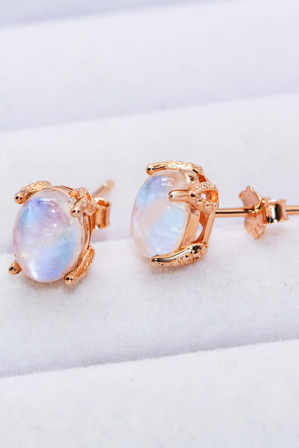 Natural Moonstone 4-Prong Stud Earrings - Earrings - FITGGINS