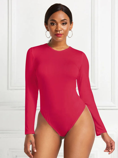 Round Neck Long Sleeve Bodysuit Fitggins