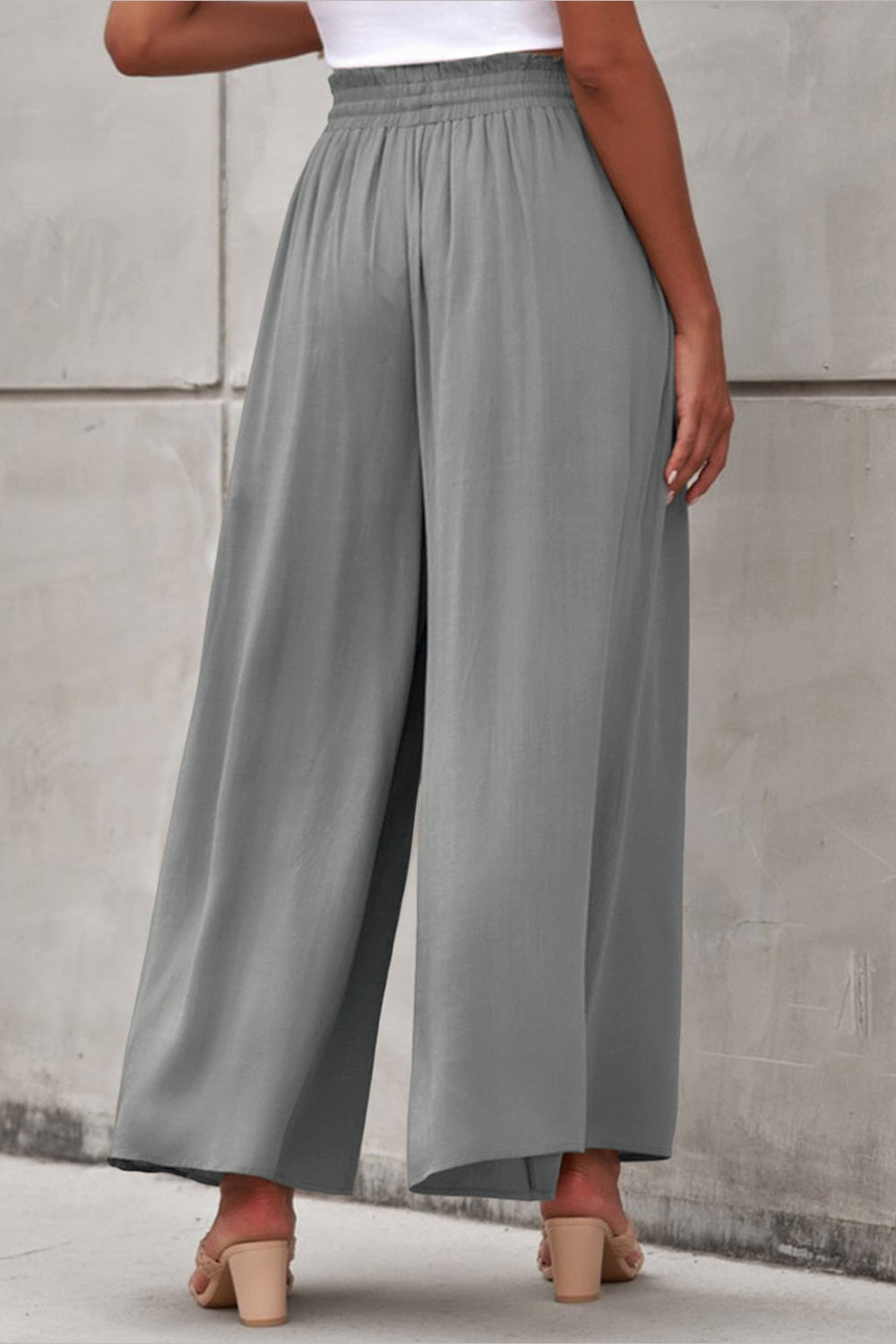 Drawstring Waist Wide Leg Pants - Pants - FITGGINS