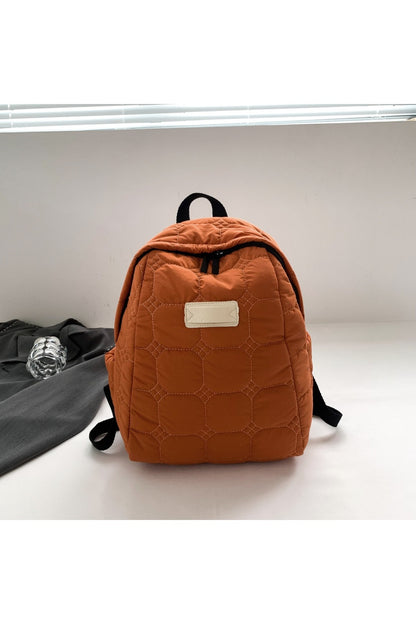 Quilted Polyester Backpack Bag - Handbag - FITGGINS