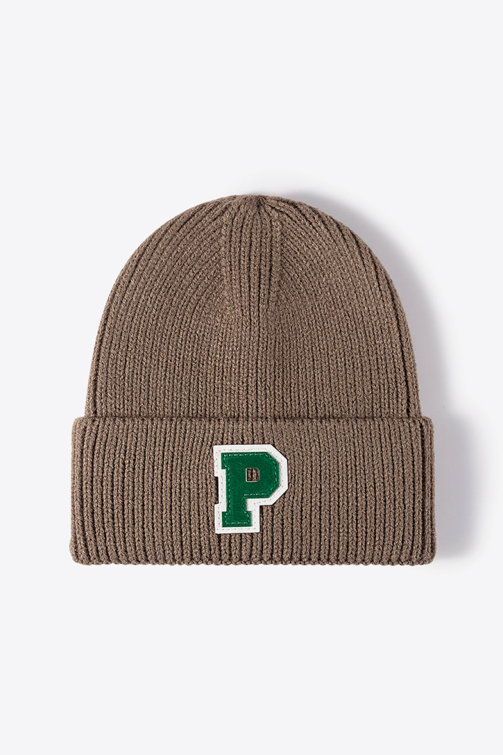 Letter Patch Cuffed Knit Beanie - Hats - FITGGINS