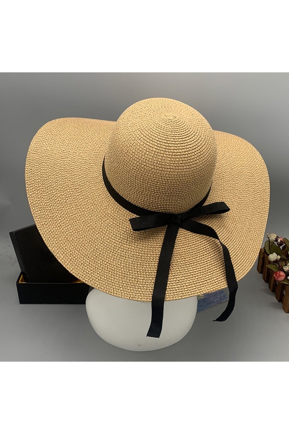 Bow Paper Braided Wide Brim Hat - Hats - FITGGINS