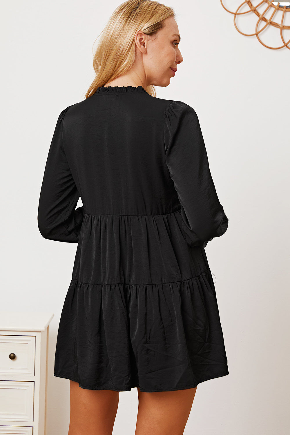 Ruffled Button Up Long Sleeve Tiered Shirt - Shirts - FITGGINS