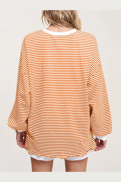 Contrast Striped Long Sleeve Sweatshirt - Sweatshirts & Hoodies - FITGGINS